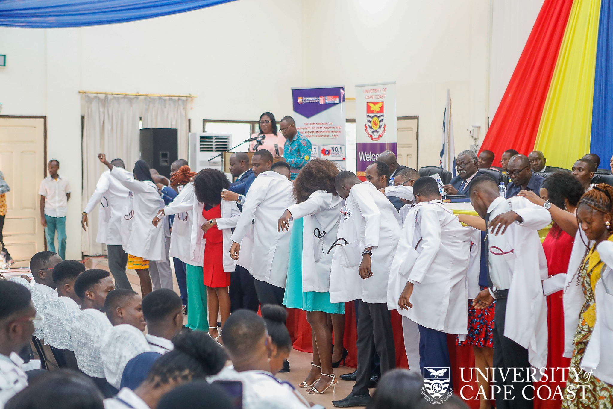 Some medical students clad in their white coats